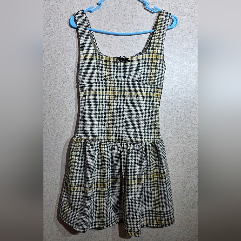Derek Heart Kids Plaid Dress - Black, White, Yellow
